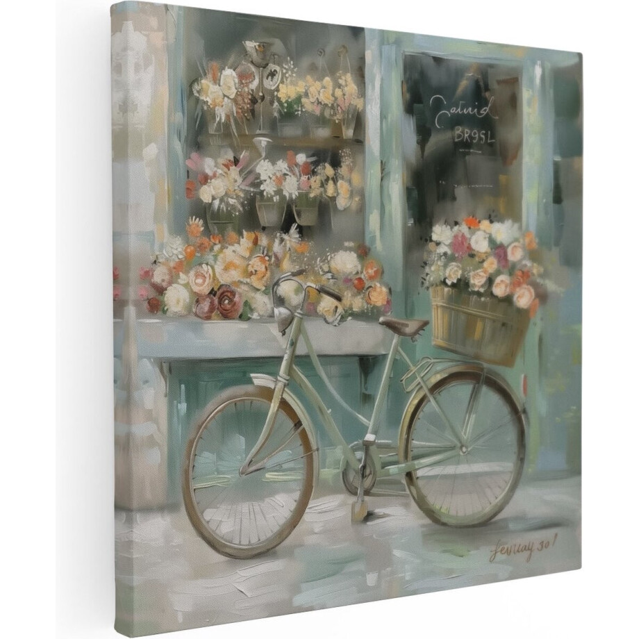 Artaza Canvas Schilderij Kunstwerk van een Fiets voor een Bloemenwinkel - 70x70 - Wanddecoratie - Foto Op Canvas - Canvas Print Artaza Canvas Schilderij Kunstwerk van een Fiets voor een Bloemenwinkel - 70x70 - Wanddecoratie - Foto Op Canvas - Canvas Print afbeelding 1