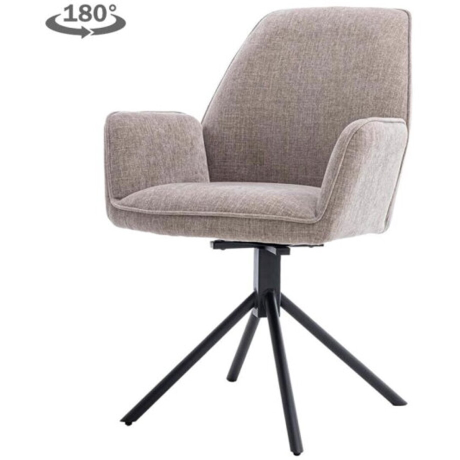 Eetkamerstoel Amaro met armleuning draaibaar - stof Nature 120 Beige grey Eetkamerstoel Amaro met armleuning draaibaar - stof Nature 120 Beige grey afbeelding 1