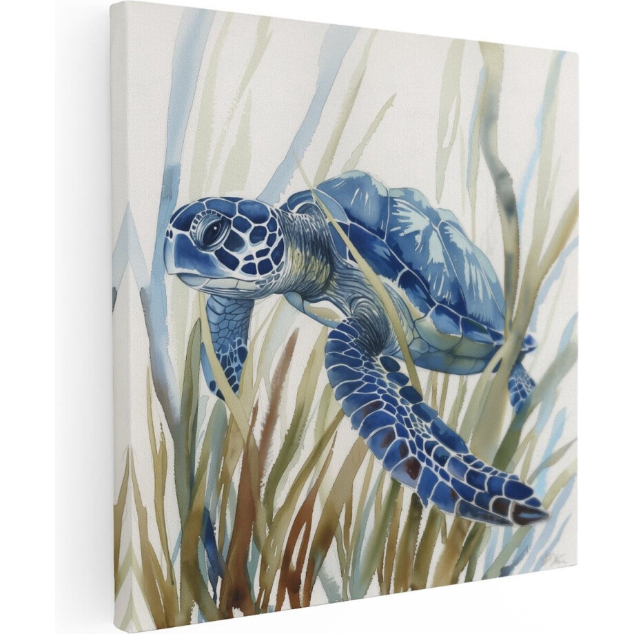 Artaza Canvas Schilderij Zeeschildpad - 60x60 cm - Wanddecoratie Zee - Muurdecoratie Dieren - Schilderijen Op Canvas afbeelding 1