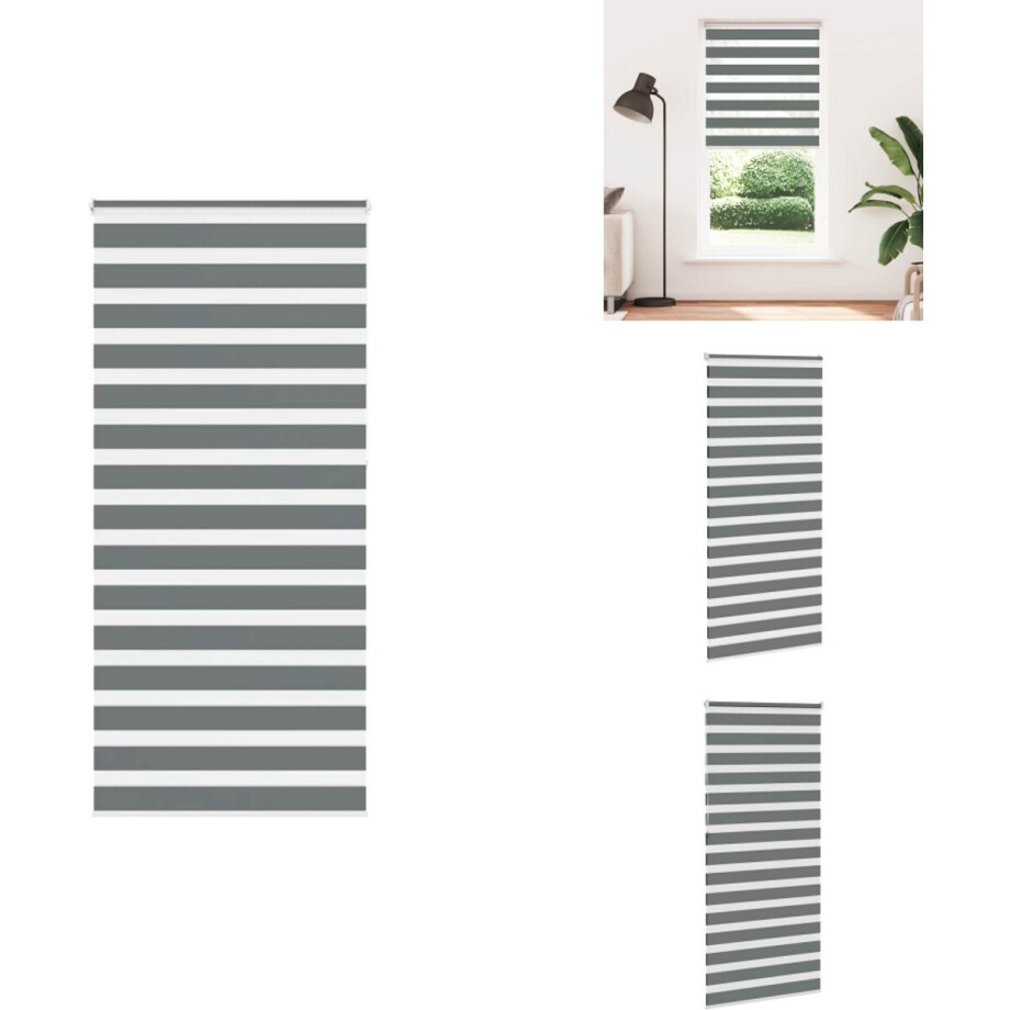 vidaXL Zebra Jaloezie - Zebra Jaloezieën - Zebra Rolgordijn - Dubbel Rolgordijn - Zebra rolgordijn 100x230 cm stofbreedte 95,9 cm donkergrijs afbeelding 1