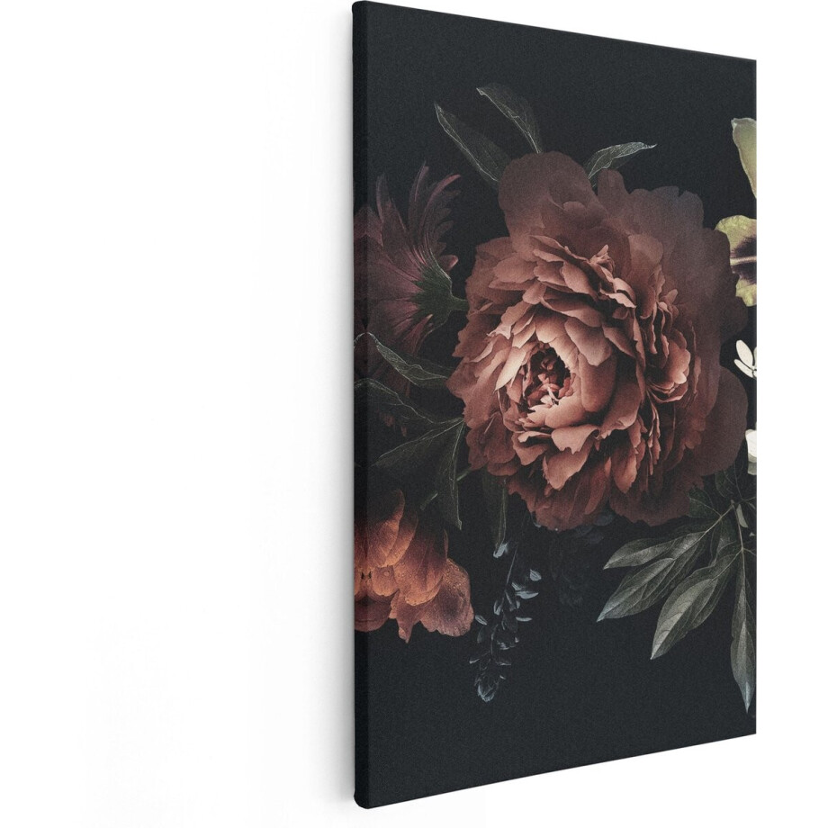 Artaza Canvas Schilderij Bloemen Op Een Zwart Achtergrond - 20x30 - Klein - Foto Op Canvas - Canvas Print afbeelding 1