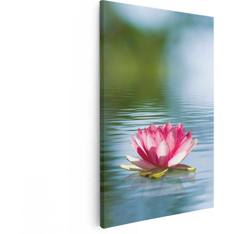 Artaza Canvas Schilderij Roze Lotusbloem Op Het Water - 20x30 - Klein - Foto Op Canvas - Canvas Print afbeelding 1