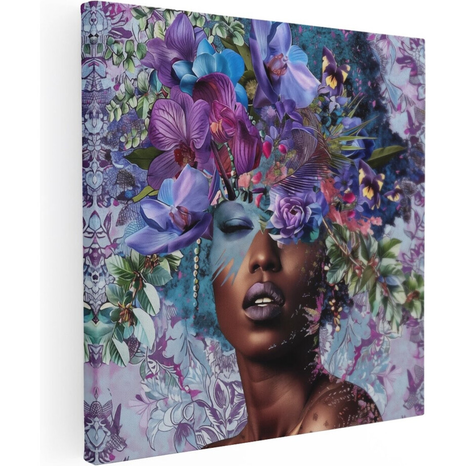 Artaza Canvas Schilderij Vrouw met Bloemen op haar Hoofd - 70x70 - Wanddecoratie - Foto Op Canvas - Canvas Print Artaza Canvas Schilderij Vrouw met Bloemen op haar Hoofd - 70x70 - Wanddecoratie - Foto Op Canvas - Canvas Print afbeelding 1