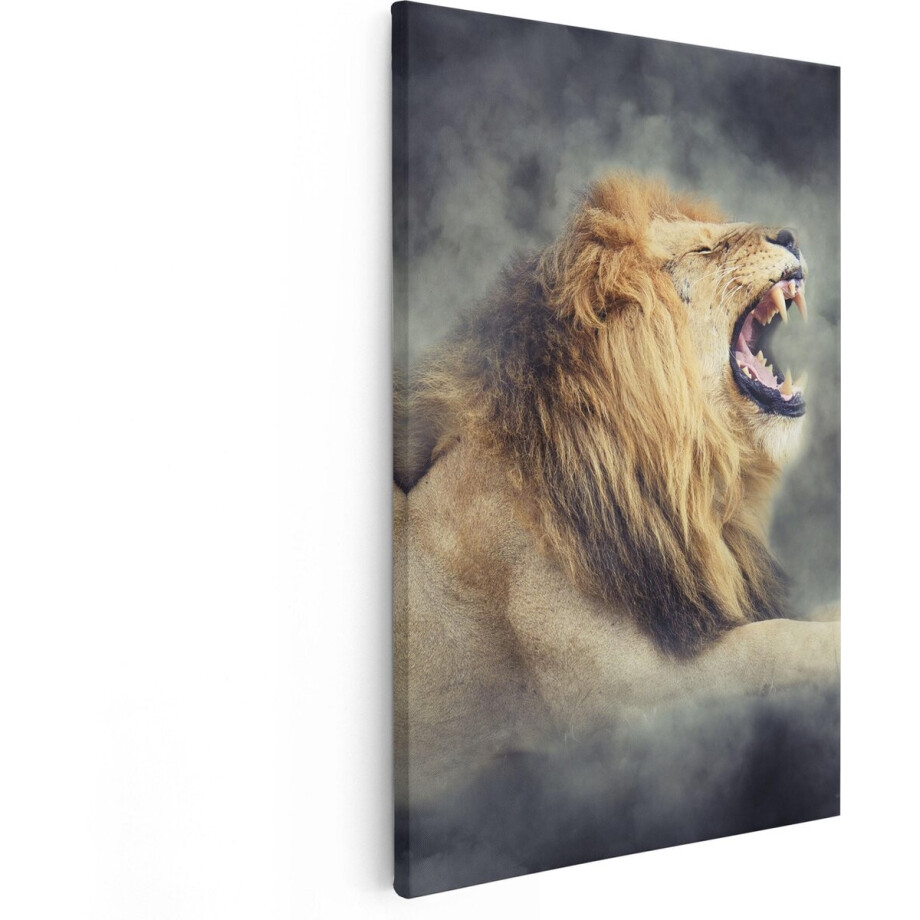 Artaza Canvas Schilderij Leeuw - 60x90 cm - Wanddecoratie Dieren - Muurdecoratie Brullende Leeuw - Schilderijen Op Canvas Artaza Canvas Schilderij Leeuw - 60x90 cm - Wanddecoratie Dieren - Muurdecoratie Brullende Leeuw - Schilderijen Op Canvas afbeelding 1