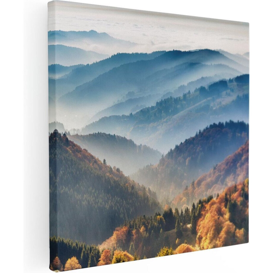 Artaza Canvas Schilderij Bergen - 80x80 cm - Wanddecoratie Herfst - Muurdecoratie Landschap - Schilderijen Op Canvas Natuur afbeelding 1