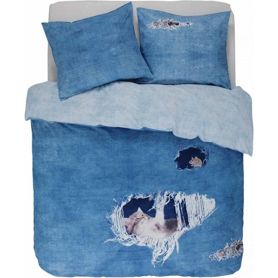 Covers & Co Ripped Jeans Dekbedovertrek - Lits-jumeaux - 240x200/220 cm - Blauw afbeelding 1