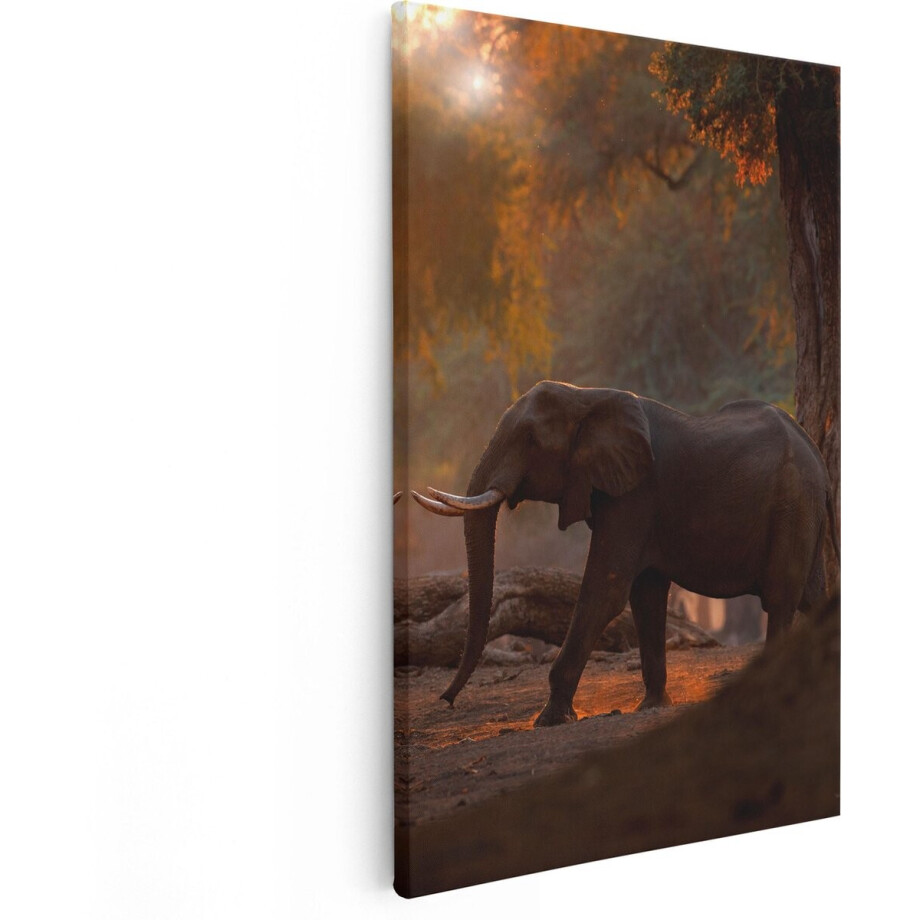 Artaza Canvas Schilderij Olifant - 60x90 cm - Wanddecoratie Dieren - Muurdecoratie Afrika - Schilderijen Op Canvas afbeelding 1
