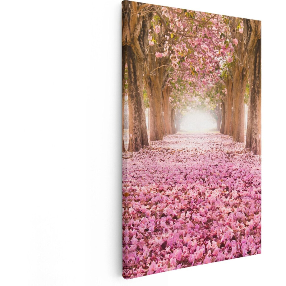 Artaza Canvas Schilderij Romantische Bomen Tunnel Met Roze Anjers - 80x120 - Groot - Foto Op Canvas - Canvas Print Artaza Canvas Schilderij Romantische Bomen Tunnel Met Roze Anjers - 80x120 - Groot - Foto Op Canvas - Canvas Print afbeelding 1