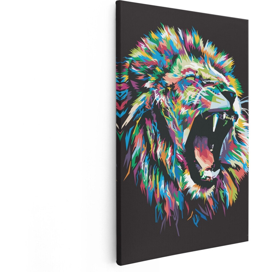 Artaza Canvas Schilderij Gekleurde Leeuw - Leeuwenkop - Abstract - 20x30 - Klein - Foto Op Canvas - Canvas Print afbeelding 1