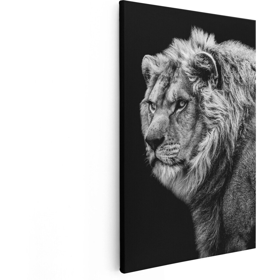 Artaza Canvas Schilderij Leeuw - Zwart Wit - 20x30 - Klein - Foto Op Canvas - Canvas Print afbeelding 1