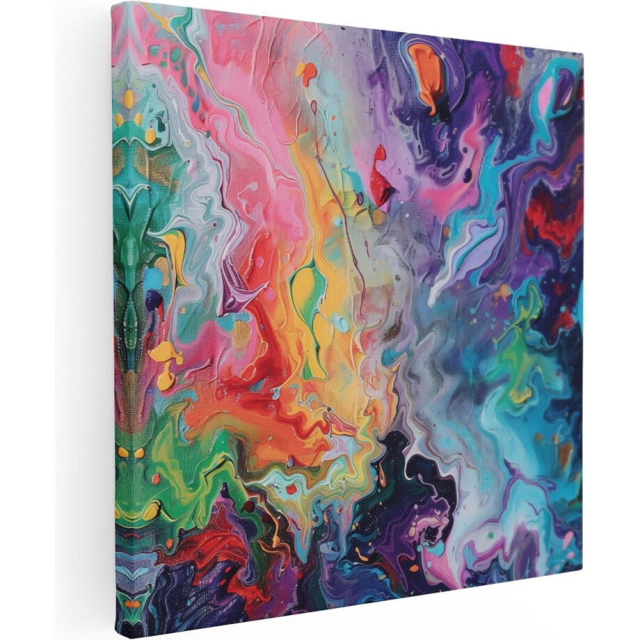 Artaza Canvas Schilderij Abstract Kunstwerk met Kleurrijke Wervelingen - 60x60 cm - Wanddecoratie Woonkamer - Schilderijen - Muurdecoratie Artaza Canvas Schilderij Abstract Kunstwerk met Kleurrijke Wervelingen - 60x60 cm - Wanddecoratie Woonkamer - Schilderijen - Muurdecoratie afbeelding 1