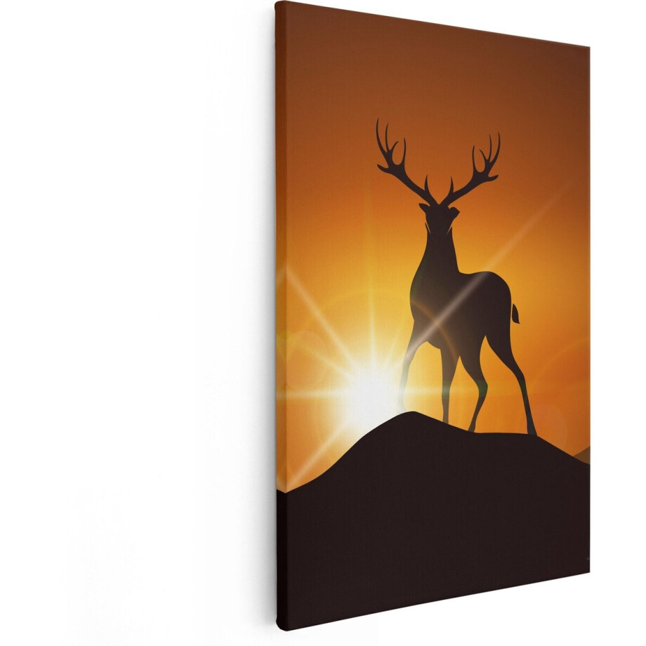 Artaza Canvas Schilderij Hert - 60x90 cm - Wanddecoratie Zonsondergang - Muurdecoratie Silhouet - Schilderijen Op Canvas Artaza Canvas Schilderij Hert - 60x90 cm - Wanddecoratie Zonsondergang - Muurdecoratie Silhouet - Schilderijen Op Canvas afbeelding 1