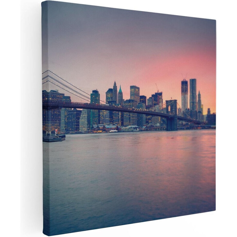 Artaza Canvas Schilderij New York Brooklyn Brug Bij Zonsondergang - 60x60 - Foto Op Canvas - Canvas Print Artaza Canvas Schilderij New York Brooklyn Brug Bij Zonsondergang - 60x60 - Foto Op Canvas - Canvas Print afbeelding 1