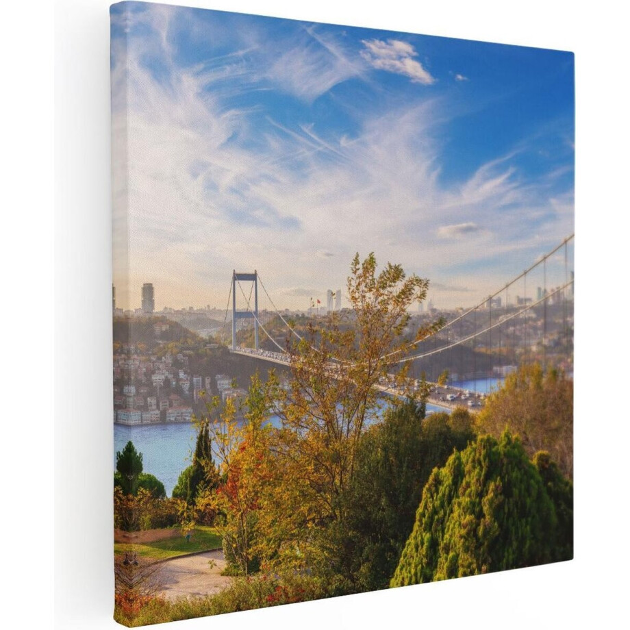 Artaza Canvas Schilderij Bosphorus Brug In Instanbul - 90x90 - Groot - Foto Op Canvas - Canvas Print afbeelding 1