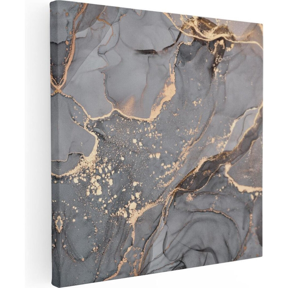 Artaza Canvas Schilderij Abstracte Luxe Kunst van Marmer met Goud - 70x70 - Foto Op Canvas - Canvas Print afbeelding 1