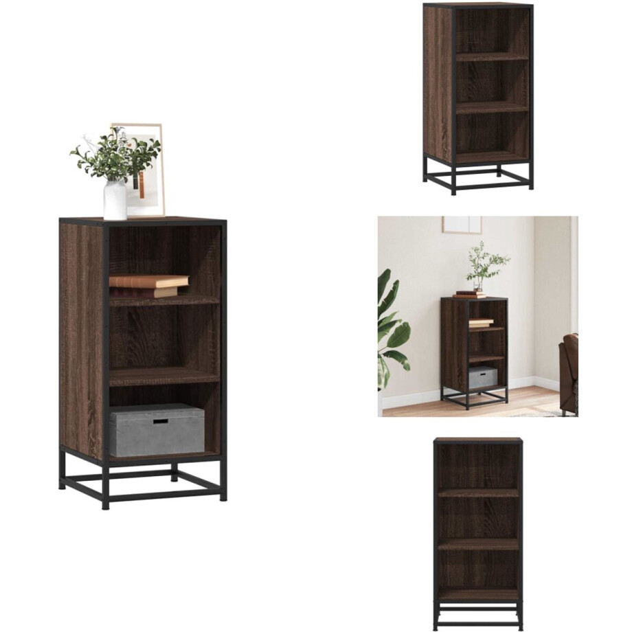 vidaXL Dressoir - Dressoirs - Opbergkast - Buffet - Dressoir 35,5x35x76 cm bewerkt hout en metaal bruin eikenkleur afbeelding 1