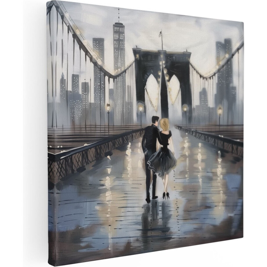 Artaza Canvas Schilderij Brooklyn Bridge - New York - 90x90 cm - Groot - Wanddecoratie Woonkamer - Schilderijen - Muurdecoratie Artaza Canvas Schilderij Brooklyn Bridge - New York - 90x90 cm - Groot - Wanddecoratie Woonkamer - Schilderijen - Muurdecoratie afbeelding 1