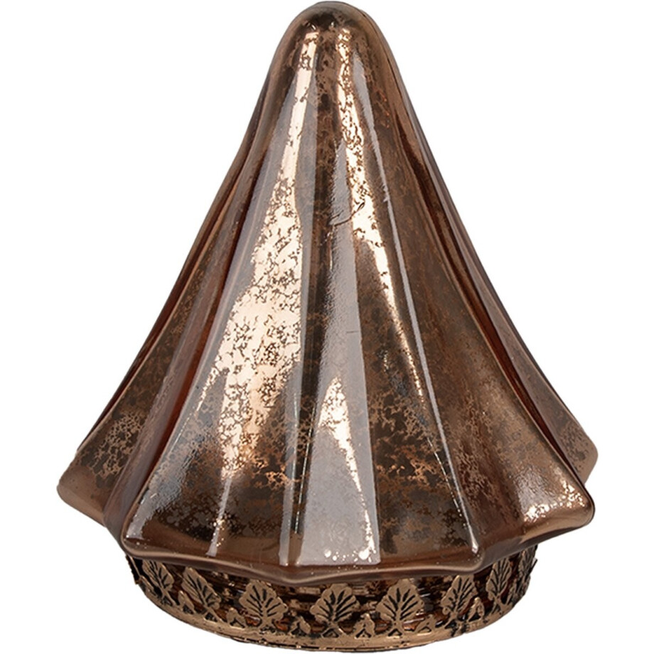 Clayre & Eef Kerstdecoratie met LED-verlichting Kerstboom Ø 14x16 cm Koperkleurig Glas afbeelding 1