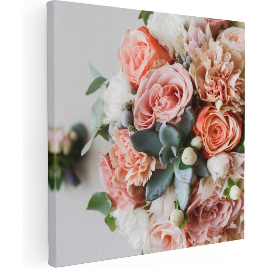 Artaza Canvas Schilderij Bloemen In Vaas - Boeket - 40x40 - Klein - Foto Op Canvas - Canvas Print afbeelding 1