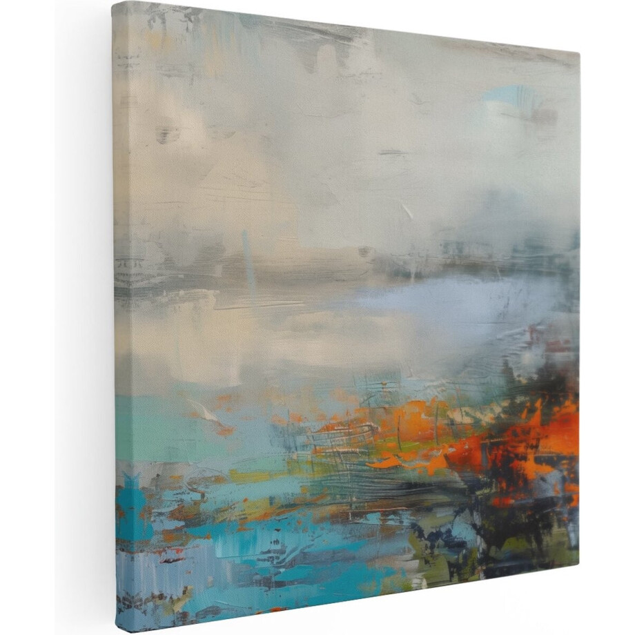 Artaza Canvas Schilderij Abstract - 60x60 cm - Wanddecoratie Landschap - Muurdecoratie Woonkamer - Schilderijen Op Canvas afbeelding 1
