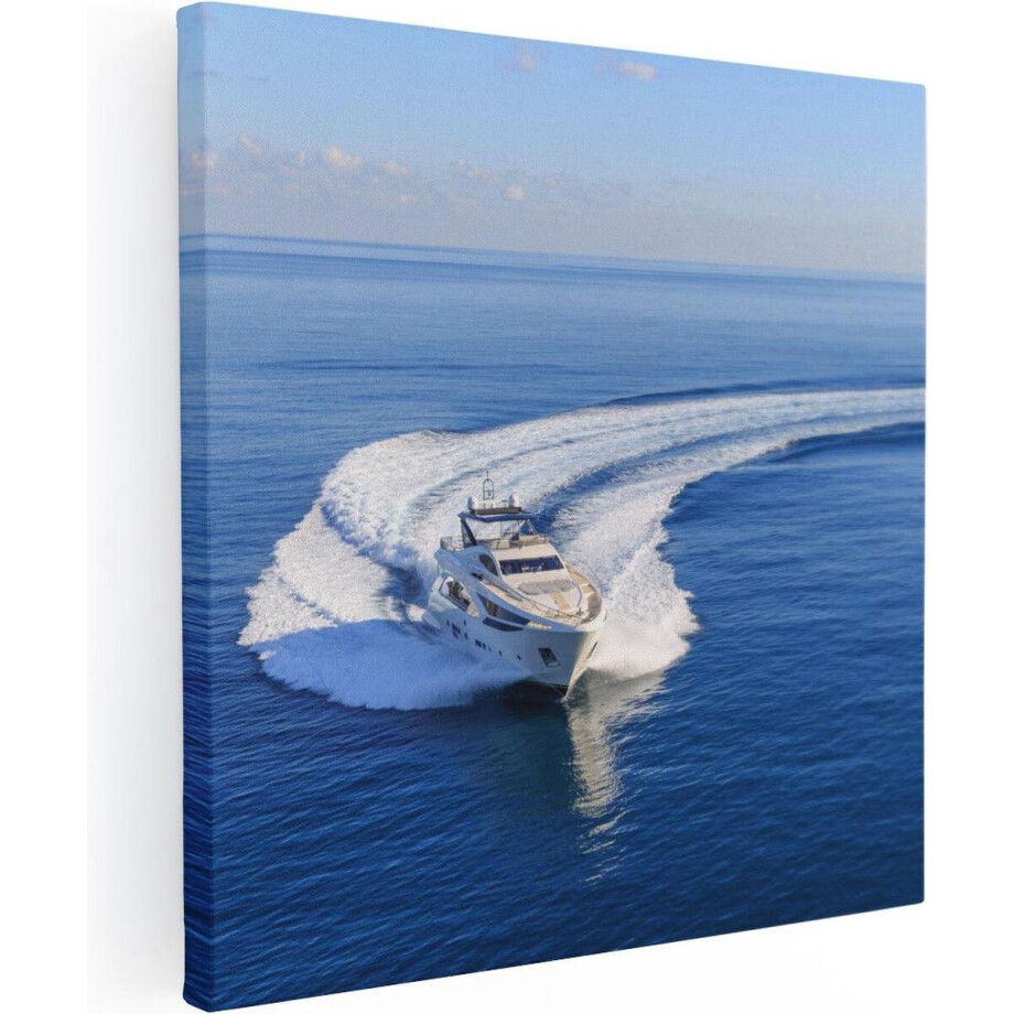 Artaza Canvas Schilderij Jachtboot op het Water in een Bocht - 30x30 - Klein - Foto Op Canvas - Canvas Print afbeelding 1