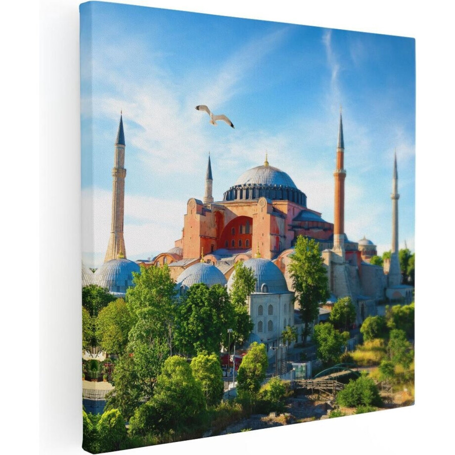 Artaza Canvas Schilderij Hagia Sophia Moskee In Istanbul - 50x50 - Foto Op Canvas - Canvas Print afbeelding 1