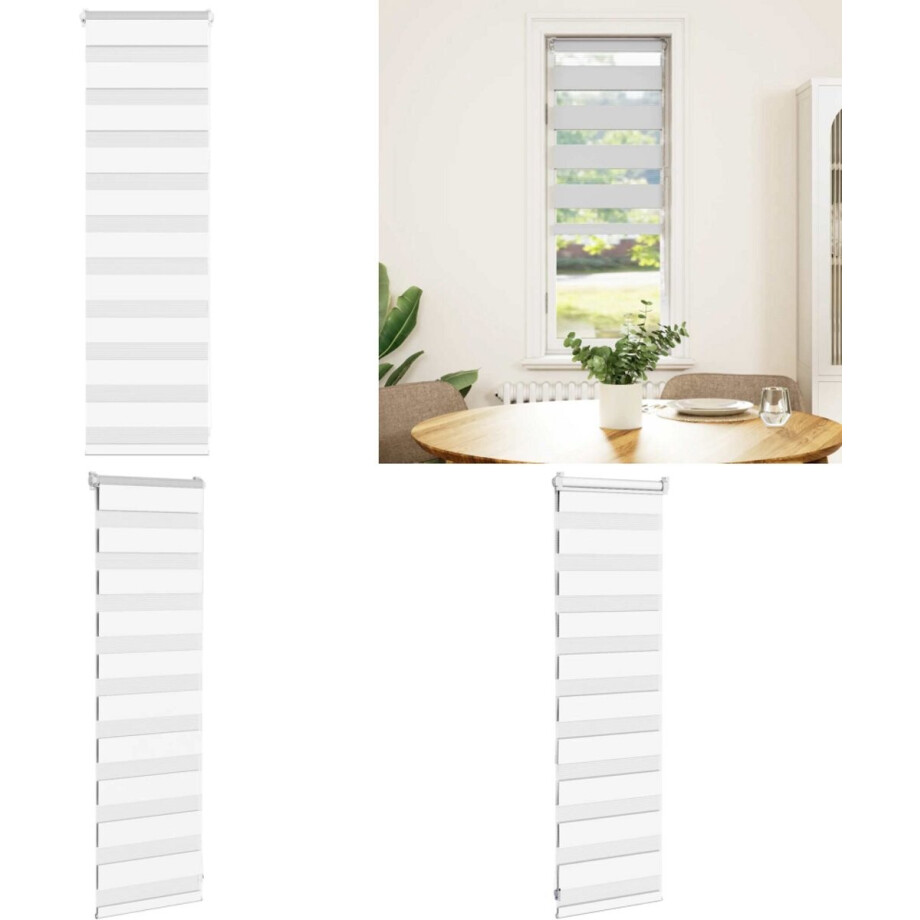 vidaXL Zebra rolgordijn 50x100 cm stofbreedte 45,9cm polyester wit - Zebra Jaloezie - Zebra Jaloezieën - Zebra Rolgordijn - Dubbel Rolgordijn afbeelding 1