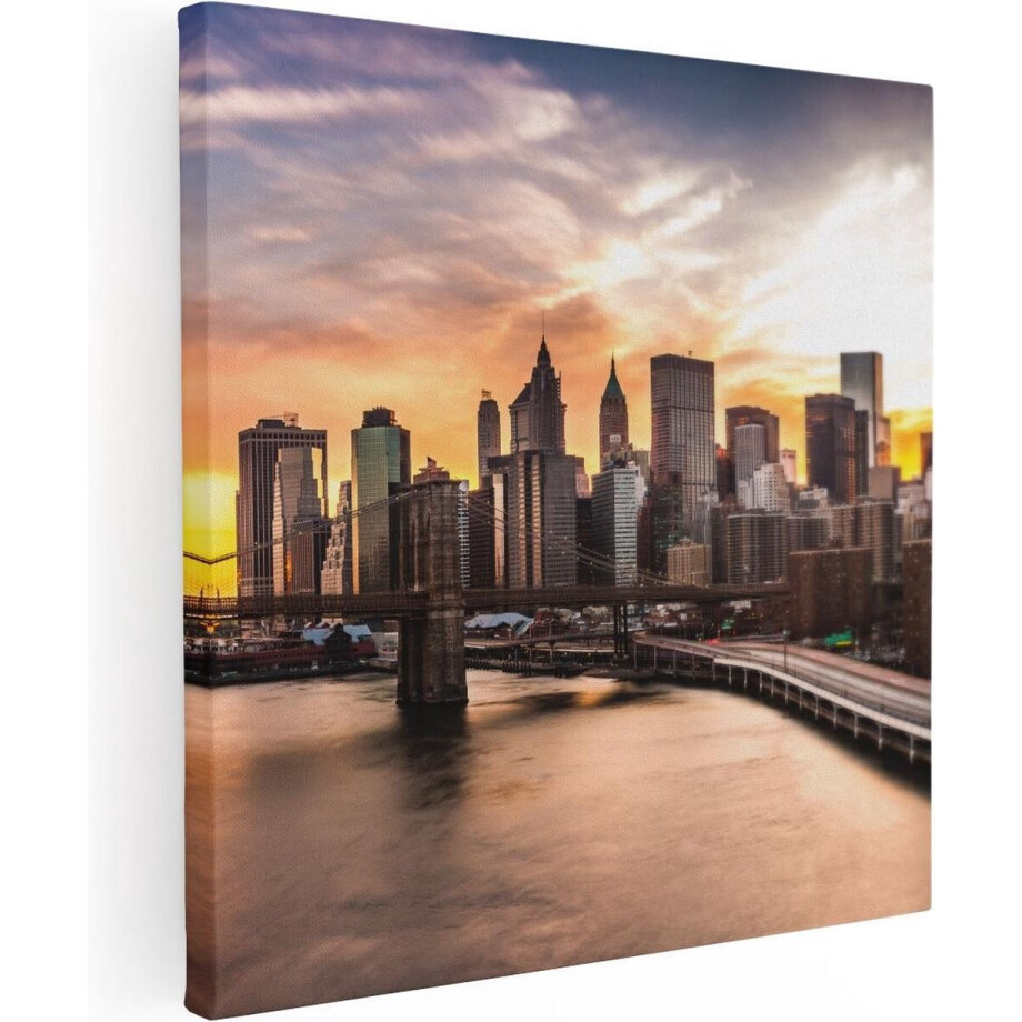 Artaza Canvas Schilderij Brooklyn Bridge Brug In New York - 40x40 - Klein - Foto Op Canvas - Canvas Print Artaza Canvas Schilderij Brooklyn Bridge Brug In New York - 40x40 - Klein - Foto Op Canvas - Canvas Print afbeelding 1
