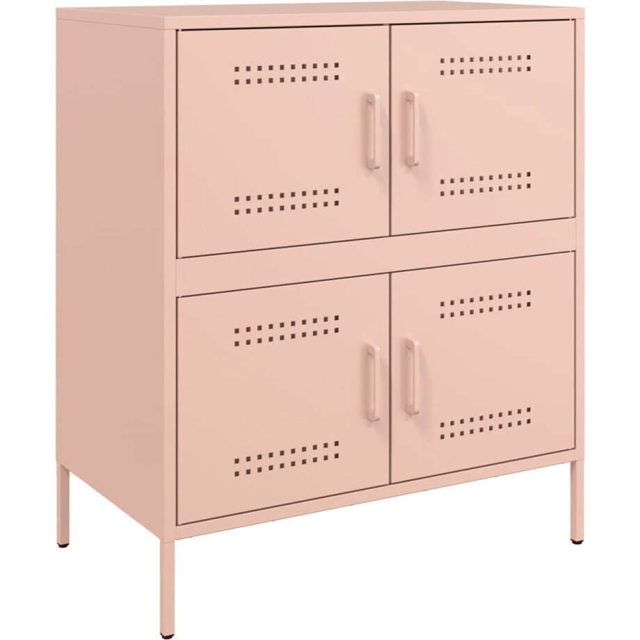 vidaXL - Dressoir - 68x39x79 - cm - staal - roze vidaXL - Dressoir - 68x39x79 - cm - staal - roze afbeelding 1