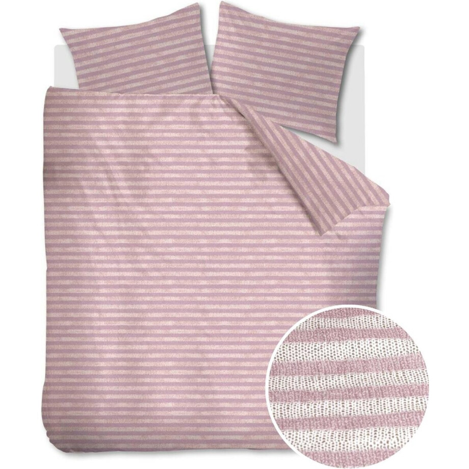 Ariadne at Home Knit Stripes dekbedovertrek - Tweepersoons - 200x200/220 - Lila afbeelding 1