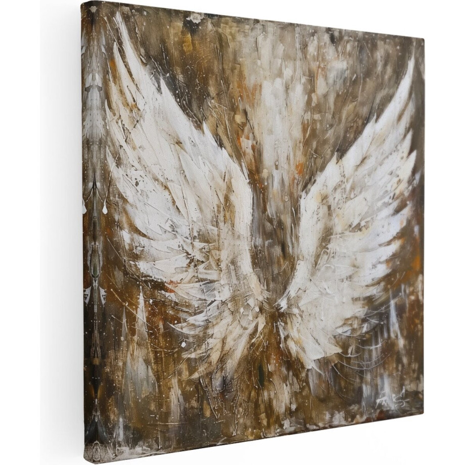 Artaza Canvas Schilderij Kunstwerk van Engelenvleugels op een Bruine Achtergrond - 80x80 - Groot - Foto Op Canvas - Canvas Print Artaza Canvas Schilderij Kunstwerk van Engelenvleugels op een Bruine Achtergrond - 80x80 - Groot - Foto Op Canvas - Canvas Print afbeelding 1