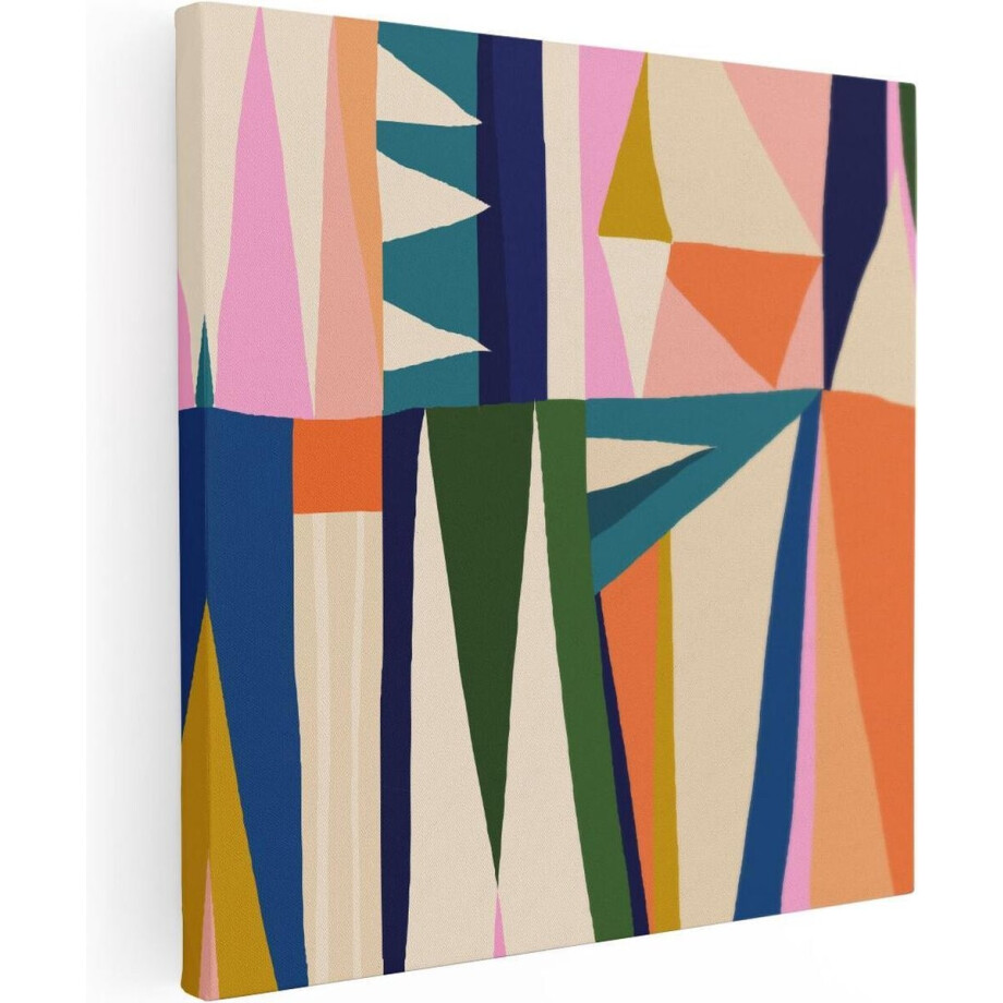 Artaza Canvas Schilderij Abstracte Kleurrijke Kunst - Driehoeken - 50x50 - Foto Op Canvas - Canvas Print afbeelding 1