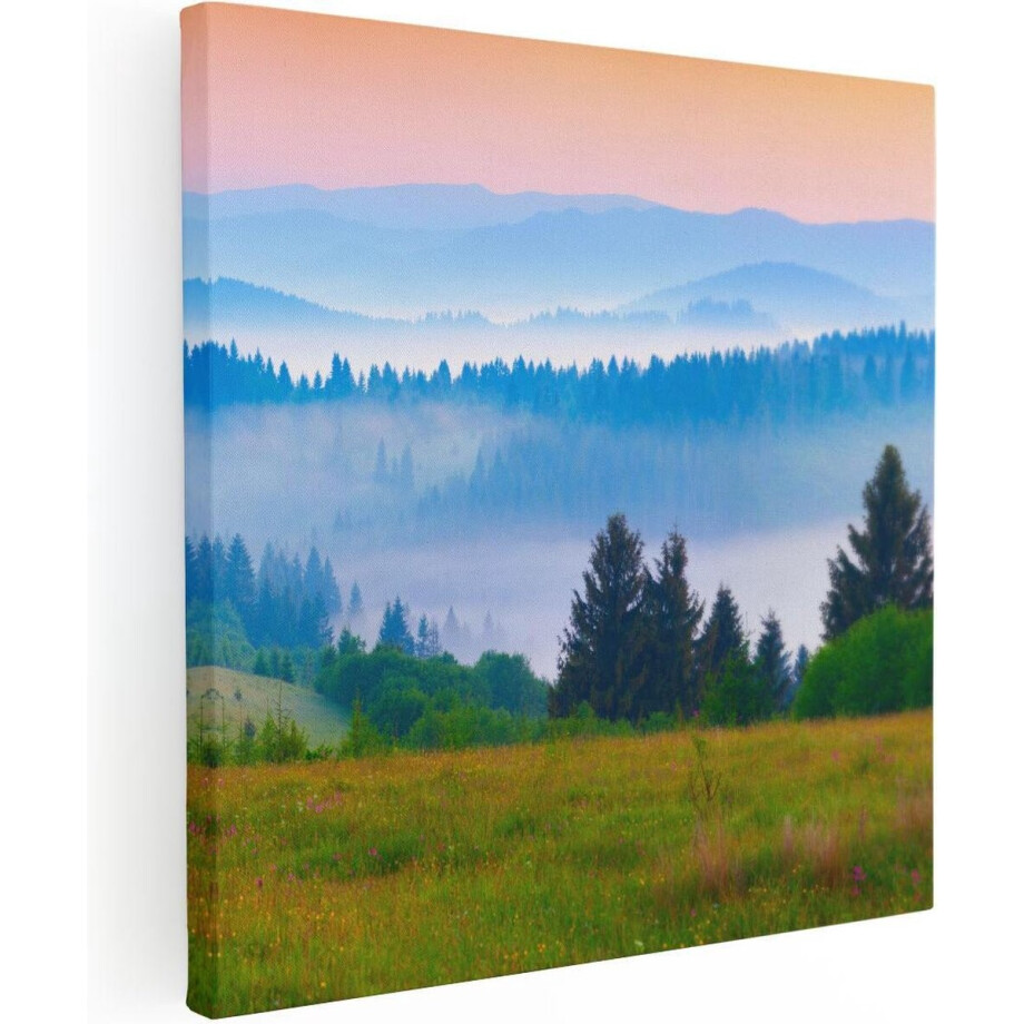Artaza Canvas Schilderij Mistige Heuvel Landschap Met Bossen - 30x30 - Klein - Foto Op Canvas - Canvas Print Artaza Canvas Schilderij Mistige Heuvel Landschap Met Bossen - 30x30 - Klein - Foto Op Canvas - Canvas Print afbeelding 1