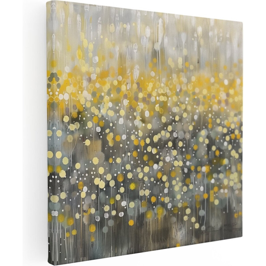 Artaza Canvas Schilderij Abstract - 60x60 cm - Wanddecoratie Bloemen - Muurdecoratie Woonkamer - Decoratie Goud afbeelding 1