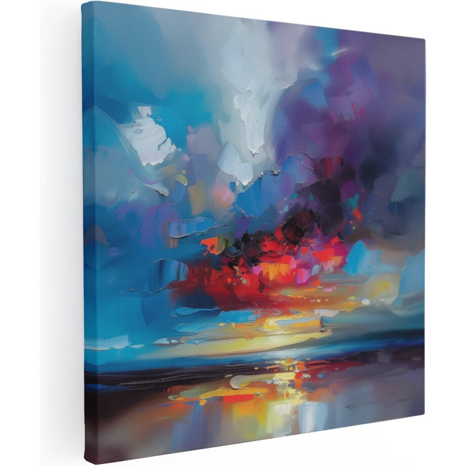 Artaza Canvas Schilderij Abstract Zonsondergang - 80x80 cm - Groot - Wanddecoratie Woonkamer - Schilderijen - Muurdecoratie Artaza Canvas Schilderij Abstract Zonsondergang - 80x80 cm - Groot - Wanddecoratie Woonkamer - Schilderijen - Muurdecoratie afbeelding 1