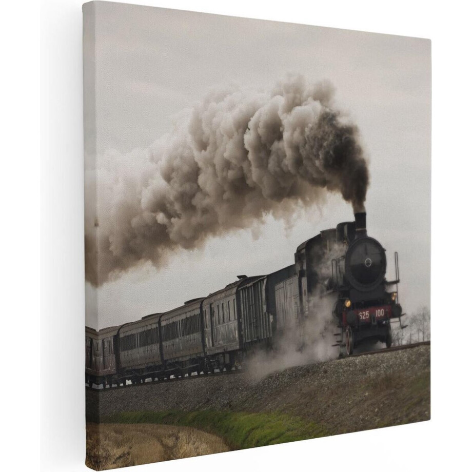 Artaza Canvas Schilderij Locomotief Trein met Rook Wolken - 80x80 - Groot - Foto Op Canvas - Canvas Print Artaza Canvas Schilderij Locomotief Trein met Rook Wolken - 80x80 - Groot - Foto Op Canvas - Canvas Print afbeelding 1