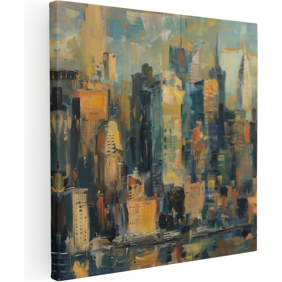 Artaza Canvas Schilderij Abstract New York - 40x40 cm - Klein - Wanddecoratie Woonkamer - Muurdecoratie Skyline - Kamer Accessoires afbeelding 1