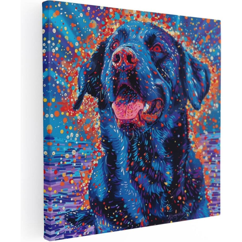 Artaza Canvas Schilderij Zwart Labrador Retriever Kunstwerk - Dieren - 50x50 cm - Wanddecoratie Woonkamer - Schilderijen - Muurdecoratie Artaza Canvas Schilderij Zwart Labrador Retriever Kunstwerk - Dieren - 50x50 cm - Wanddecoratie Woonkamer - Schilderijen - Muurdecoratie afbeelding 1