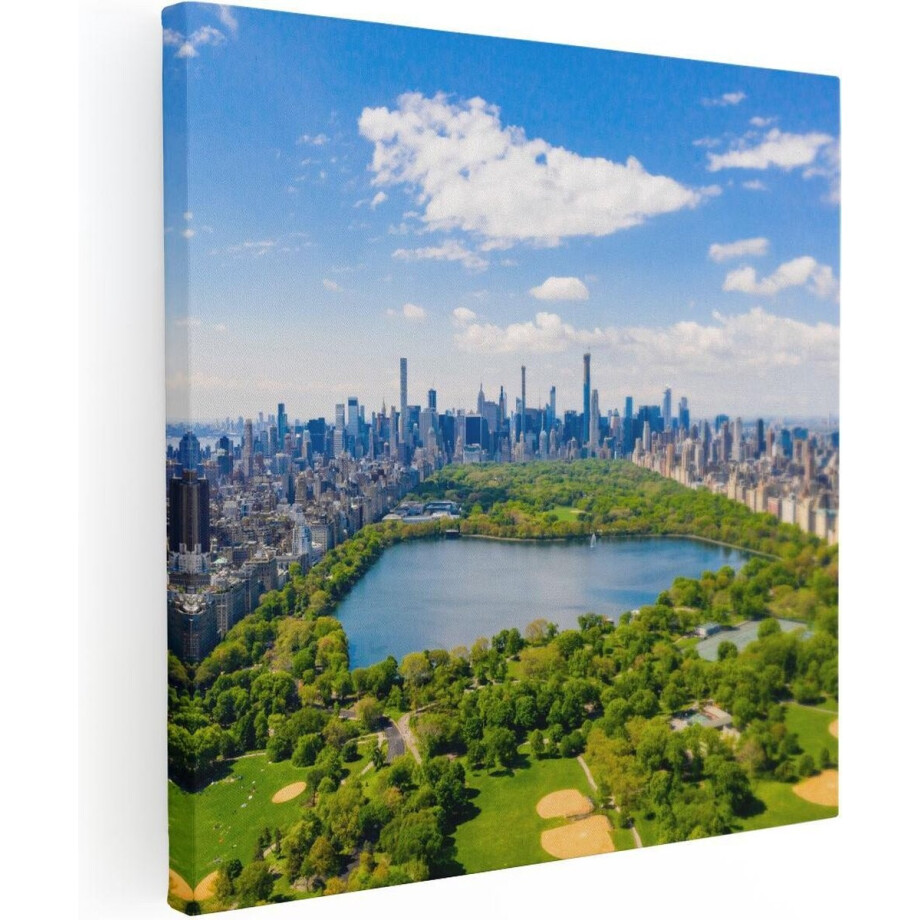 Artaza Canvas Schilderij Central Park In New York Met Wolkenkrabbers - 90x90 - Groot - Foto Op Canvas - Canvas Print afbeelding 1