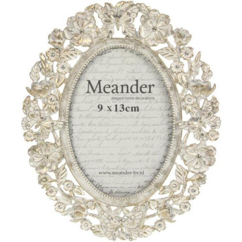 Fotolijstje ovaal met bloemen en vlinders Fotolijstje ovaal met bloemen en vlinders afbeelding 1