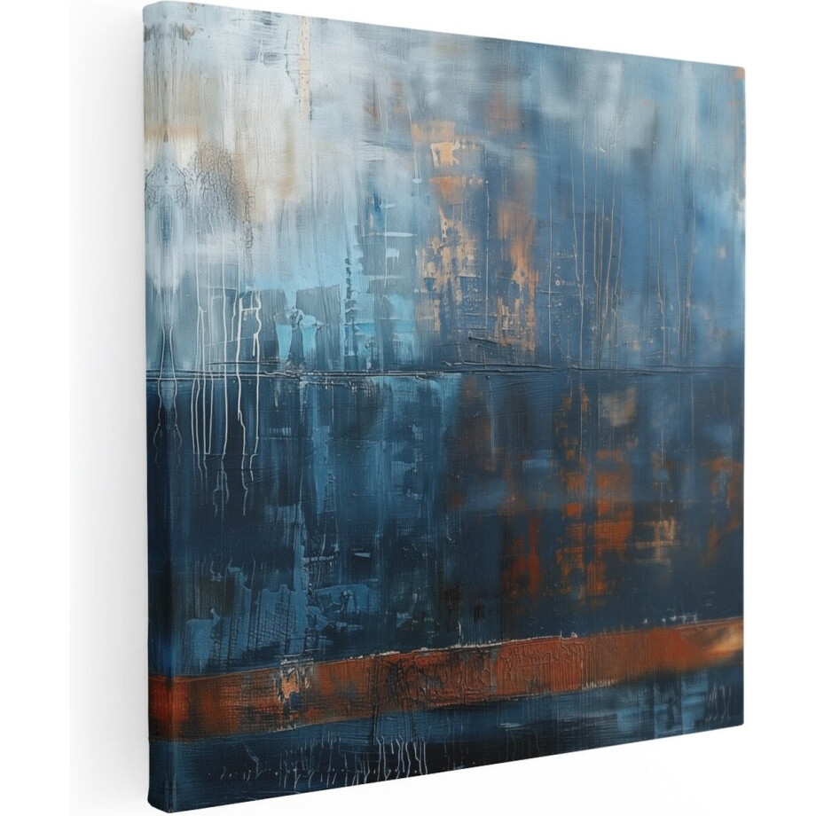 Artaza Canvas Schilderij Abstract Kunstwerk van Blauw en Oranje - 30x30 cm - Klein - Wanddecoratie Woonkamer - Schilderijen - Muurdecoratie Artaza Canvas Schilderij Abstract Kunstwerk van Blauw en Oranje - 30x30 cm - Klein - Wanddecoratie Woonkamer - Schilderijen - Muurdecoratie afbeelding 1