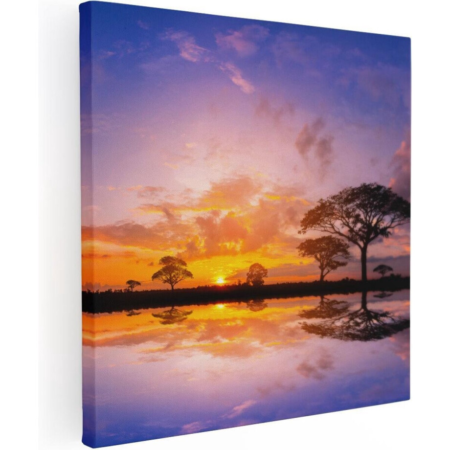 Artaza Canvas Schilderij Silhouet Van Bomen Tijdens Zonsondergang - 60x60 - Foto Op Canvas - Canvas Print Artaza Canvas Schilderij Silhouet Van Bomen Tijdens Zonsondergang - 60x60 - Foto Op Canvas - Canvas Print afbeelding 1