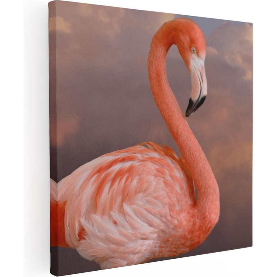 Artaza Canvas Schilderij Vogel - 30x30 cm - Klein - Wanddecoratie Flamingo - Muurdecoratie Woonkamer - Kamer Accessoires afbeelding 1