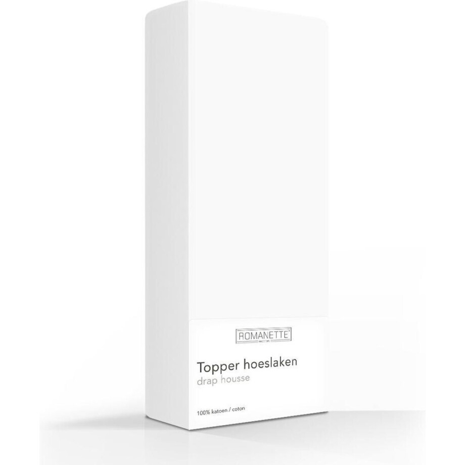 Romanette Topper Hoeslaken Hoge hoek wit 100% Katoen 1-persoons DE XXL 100x220 afbeelding 1