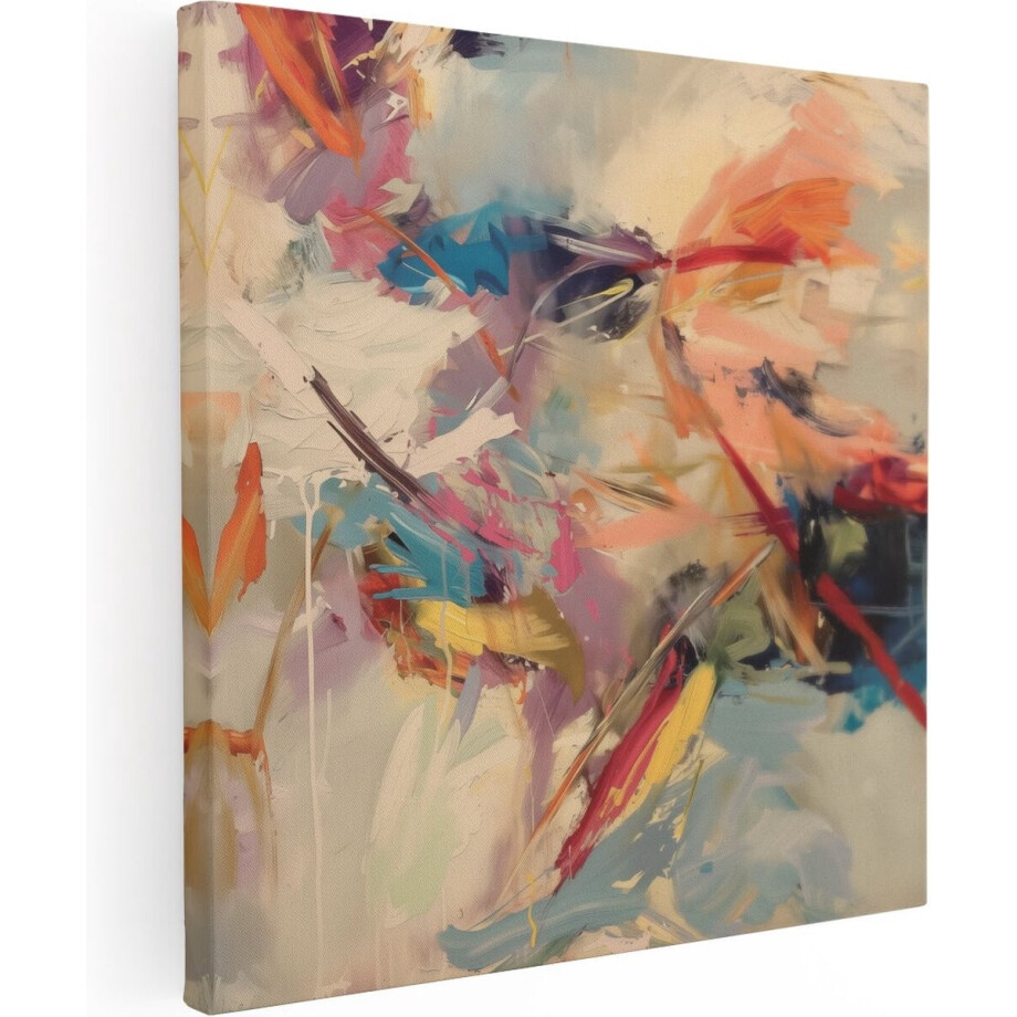 Artaza Canvas Schilderij Abstract Kunstwerk met Kleurrijke Penseelstreken - 60x60 cm - Wanddecoratie Woonkamer - Schilderijen - Muurdecoratie Artaza Canvas Schilderij Abstract Kunstwerk met Kleurrijke Penseelstreken - 60x60 cm - Wanddecoratie Woonkamer - Schilderijen - Muurdecoratie afbeelding 1