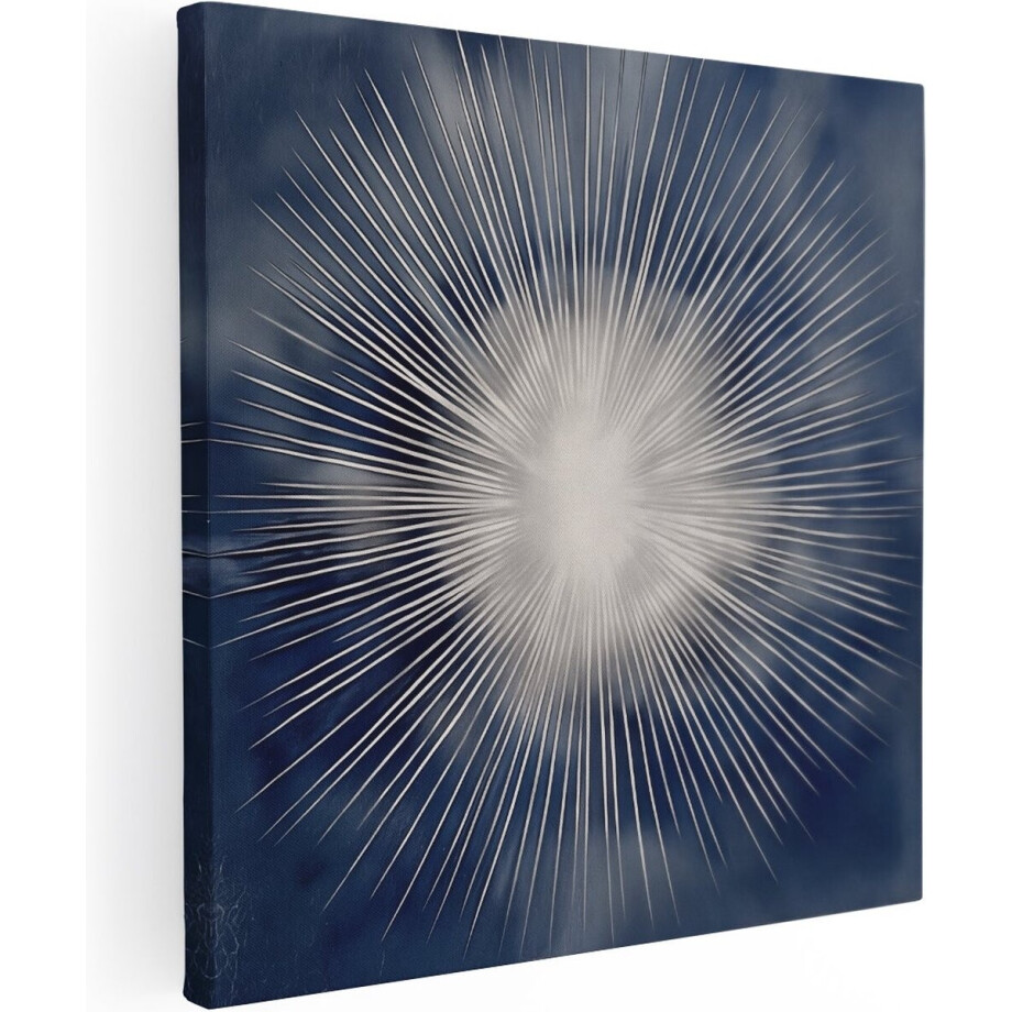 Artaza Canvas Schilderij Witte Zonnestraal op een Blauwe Achtergrond - 80x80 cm - Groot - Wanddecoratie Woonkamer - Schilderijen - Muurdecoratie afbeelding 1