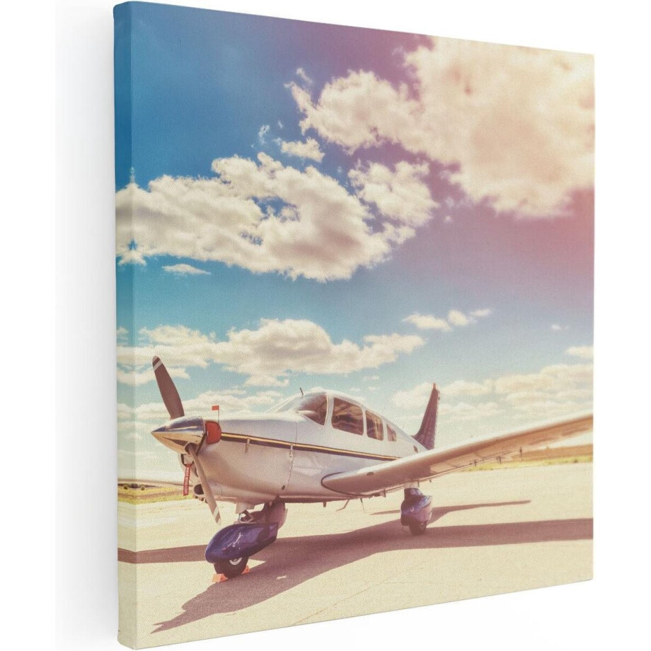 Artaza Canvas Schilderij Gelande Vliegtuig Op De Luchthaven - 60x60 - Foto Op Canvas - Canvas Print afbeelding 1
