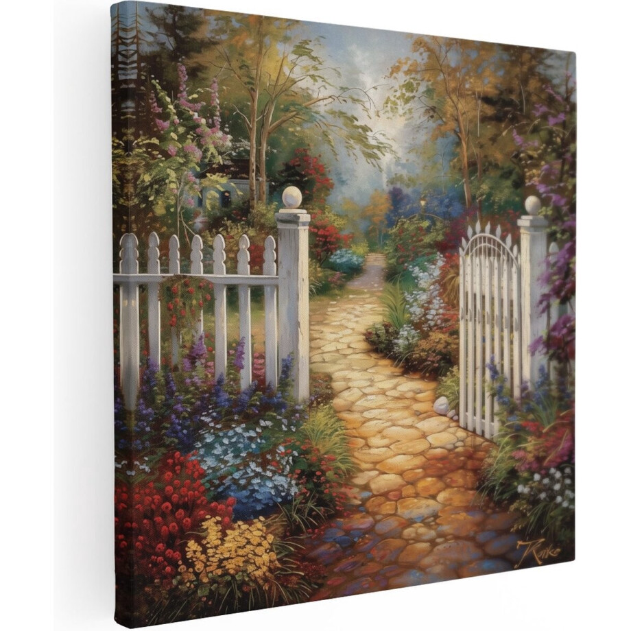 Artaza Canvas Schilderij Tuinpad Bloemen - 90x90 cm - Wanddecoratie Bloementuin - Muurdecoratie Landelijk - Schilderijen Op Canvas Artaza Canvas Schilderij Tuinpad Bloemen - 90x90 cm - Wanddecoratie Bloementuin - Muurdecoratie Landelijk - Schilderijen Op Canvas afbeelding 1