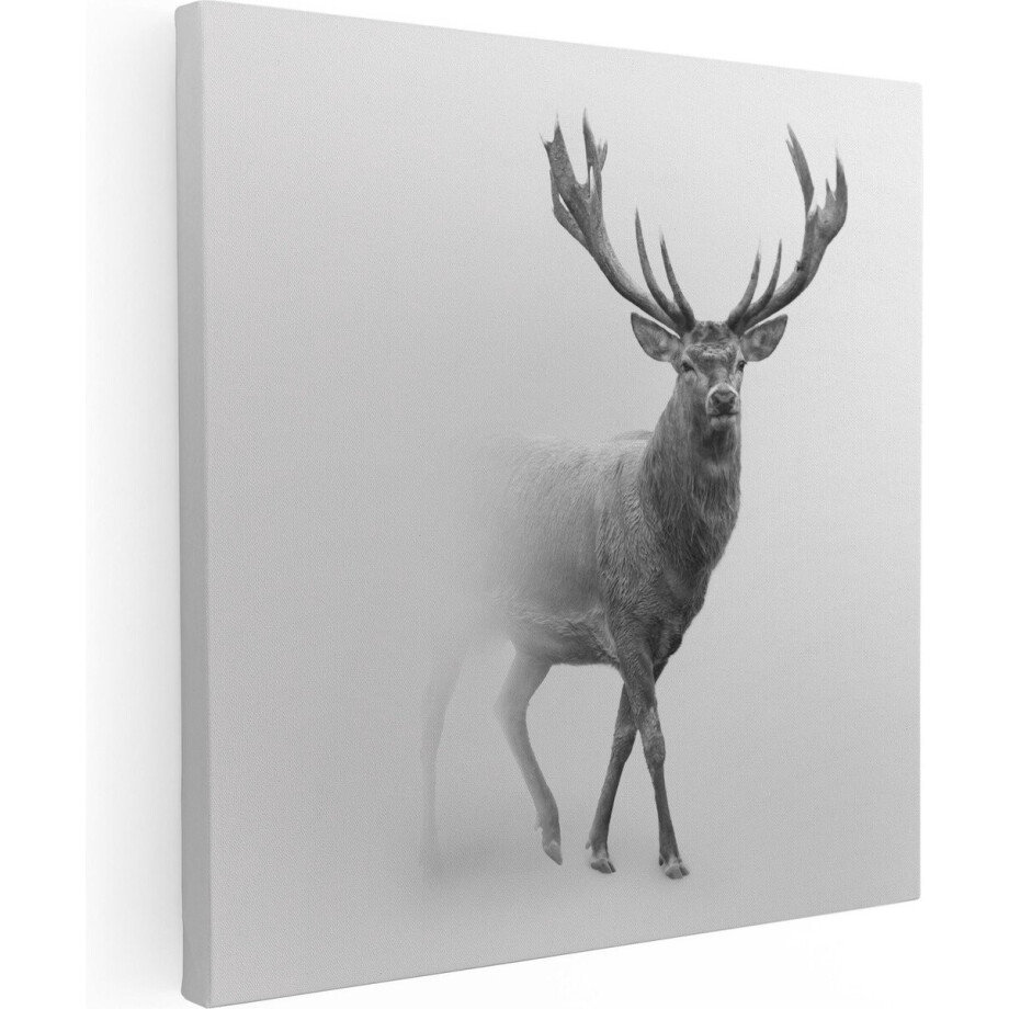 Artaza Canvas Schilderij Hert - Zwart Wit - 90x90 - Groot - Foto Op Canvas - Canvas Print Artaza Canvas Schilderij Hert - Zwart Wit - 90x90 - Groot - Foto Op Canvas - Canvas Print afbeelding 1