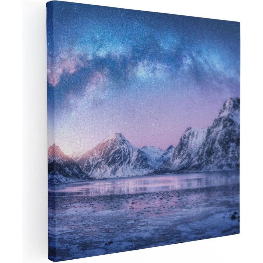 Artaza Canvas Schilderij Bergen - 80x80 cm - Wanddecoratie Melkweg - Muurdecoratie Winterlandschap - Schilderijen Op Canvas Sterrenhemel Artaza Canvas Schilderij Bergen - 80x80 cm - Wanddecoratie Melkweg - Muurdecoratie Winterlandschap - Schilderijen Op Canvas Sterrenhemel afbeelding 1